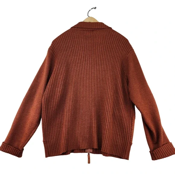 VTG Designer Studio Original XLARGE Sweater Leather Suede Jacket Brown Patchwork - Picture 3 of 16